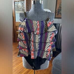 Ceeb Multi Tiered Mock Tankini Style Bathing Suit in EUC, Size 14